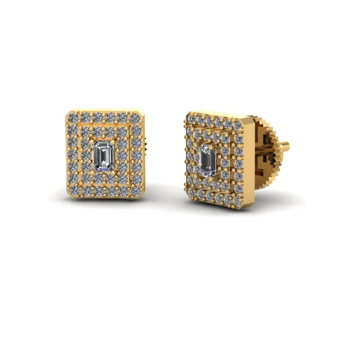 Baguette Halo Earrings - Image 3